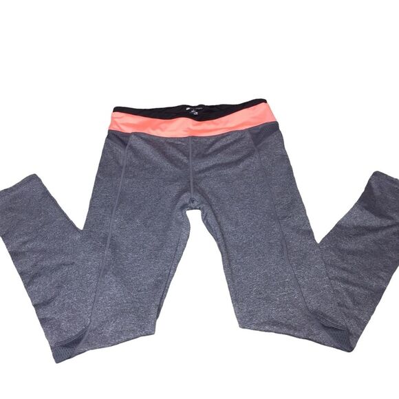 NWOT Zenana Sports Athletic Leggings Large Mesh  Gray Coral Exercise Workout - Picture 4 of 9